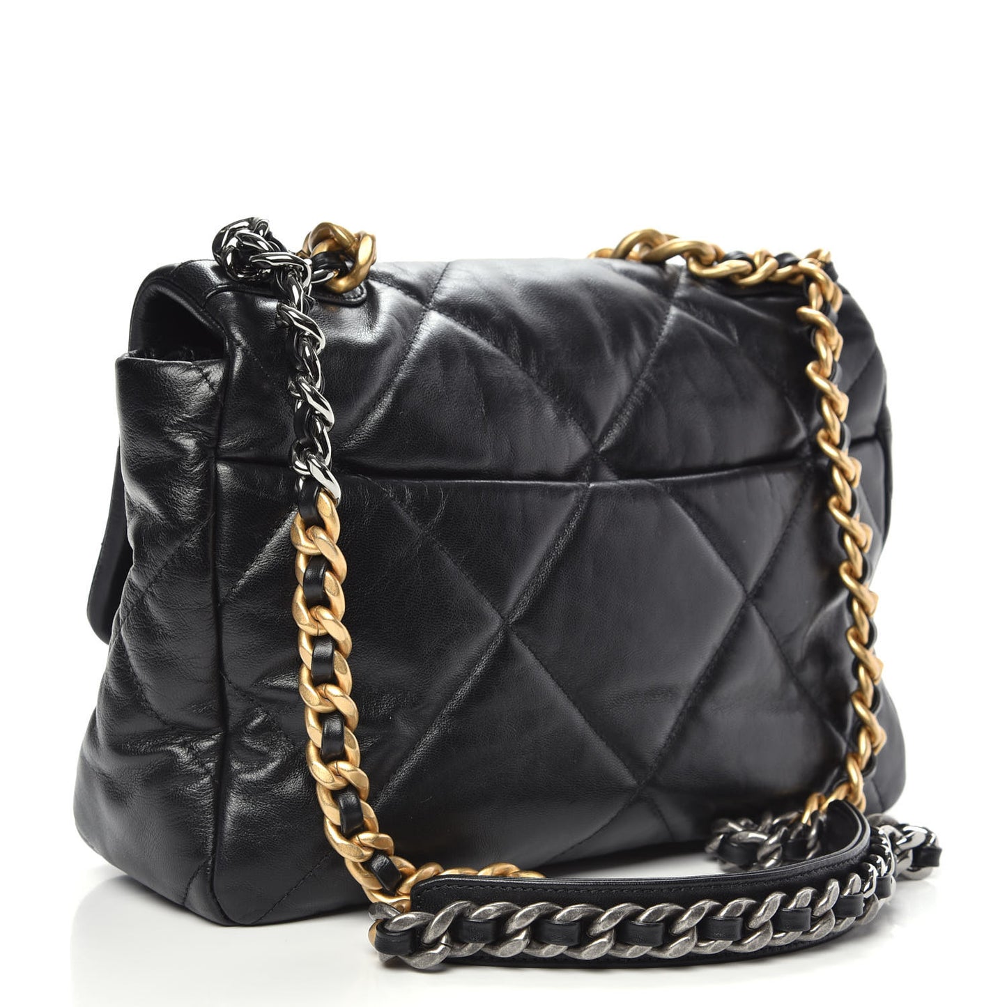 Goatskin Quilted Large 19 Flap Black