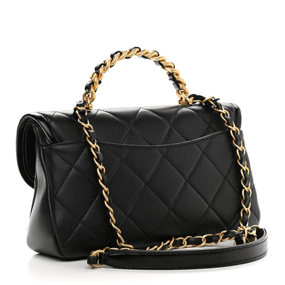 Chanel Lambskin Quilted Small La Parisienne Top Handle Flap Black 3 of 9