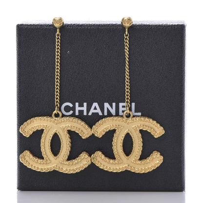Chanel CC Drop Earrings Matte Gold 10 of 10