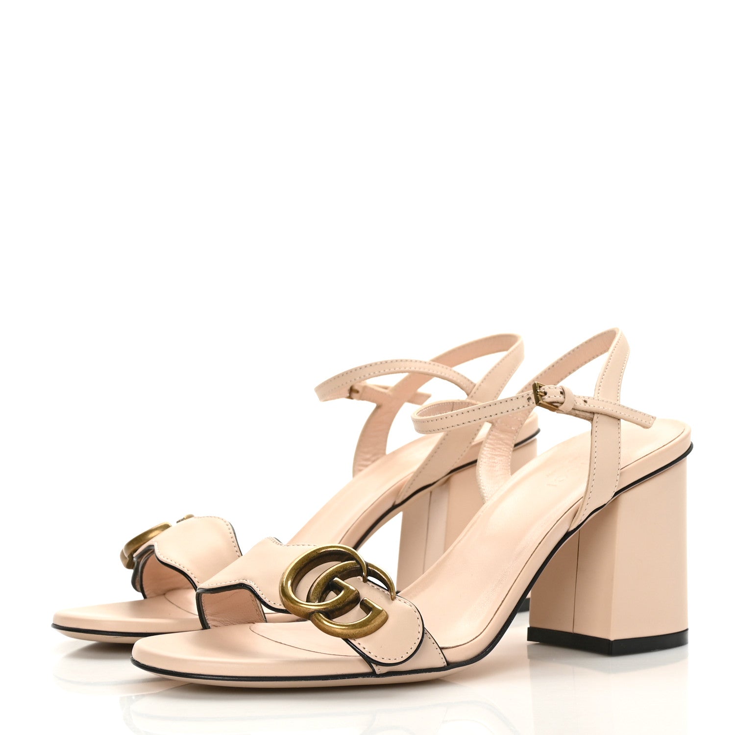 Gucci Lifford Calfskin GG Marmont Ankle Wrap 75mm Sandals 36.5 Skin Rose 3 of 7