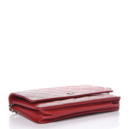 Chanel Caviar Quilted Wallet on Chain WOC Red 4 of 11