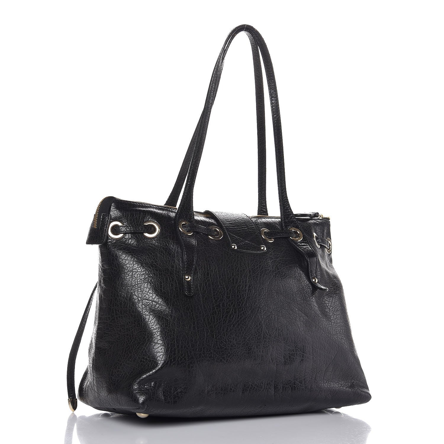 Jimmy Choo Pebbled Calfskin Small Rhea Black 3 of 8
