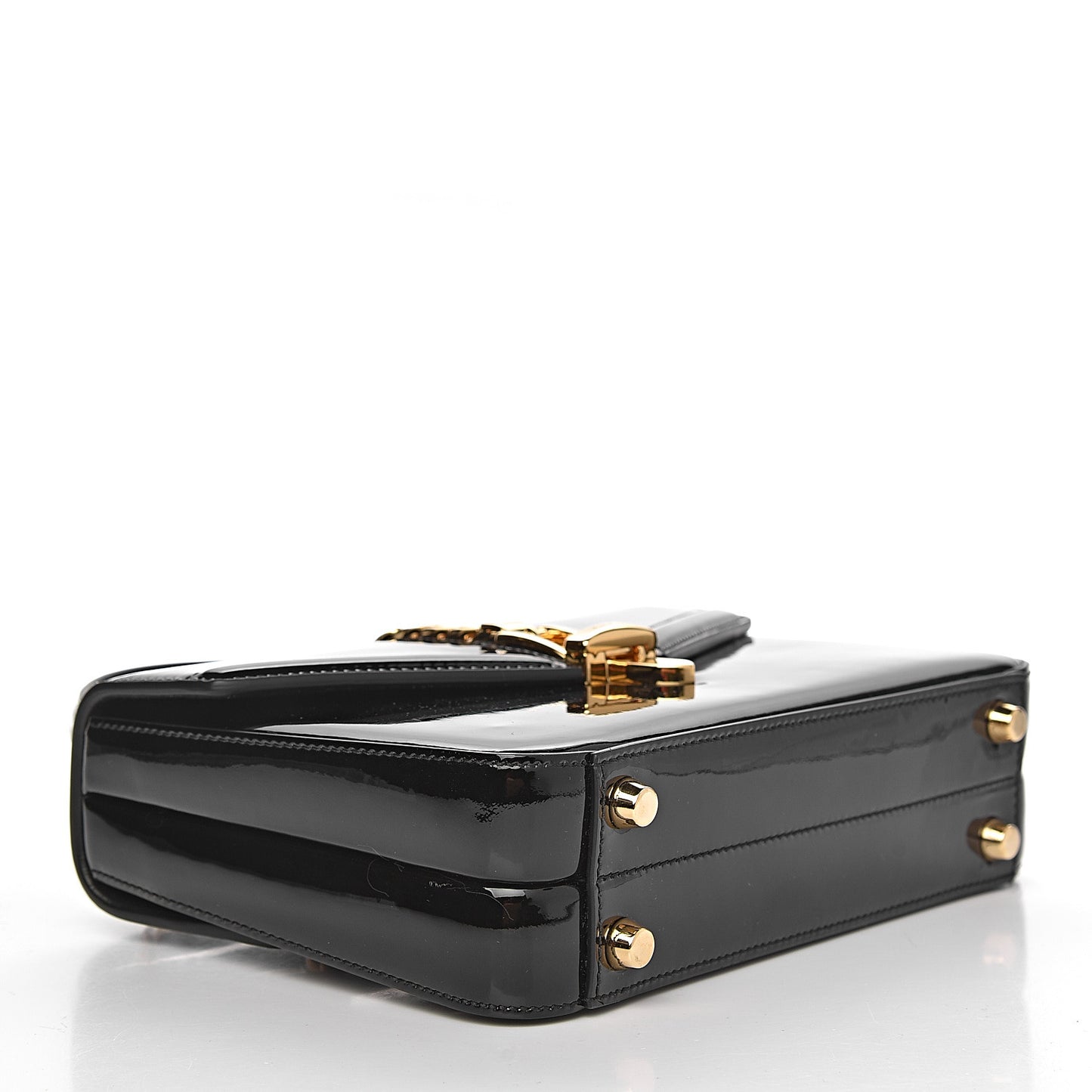 Mousse Top Patent Mini Sylvie 1969 Top Handle Bag Black