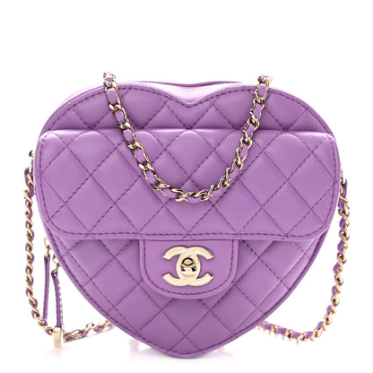 Chanel Lambskin Quilted CC In Love Heart Bag Purple 1 of 10