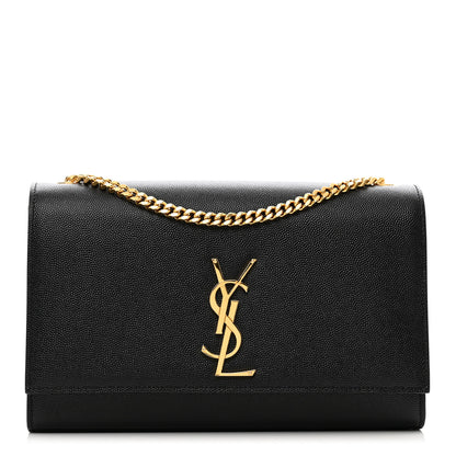 Saint Laurent Grain De Poudre Medium Classic Monogram Kate Satchel Black 1 of 10