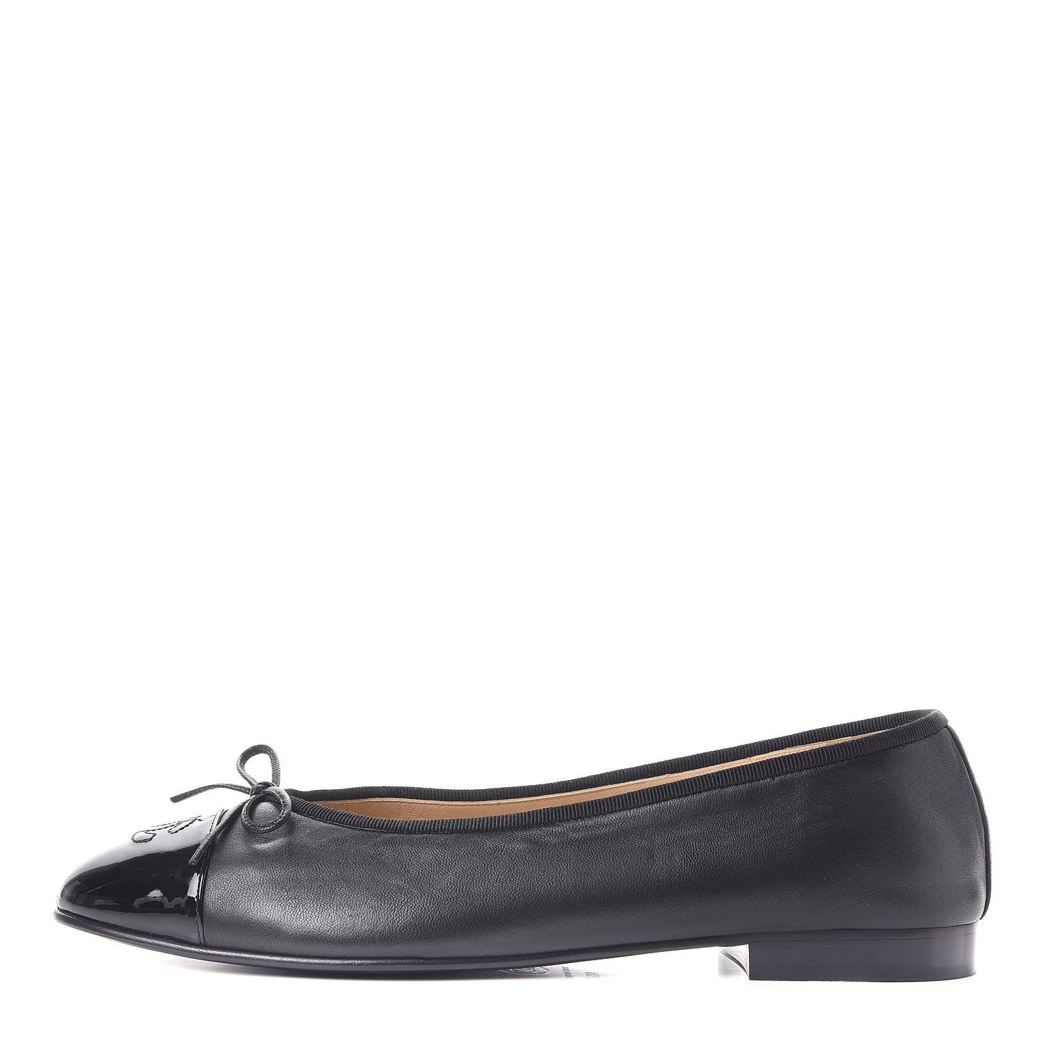 Chanel Lambskin Patent CC Cap Toe Ballerina Flats 41.5 Black 1 of 9