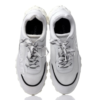 Chanel Calfskin Mesh Lycra Womens Logo Sneakers 39 White 6 of 11