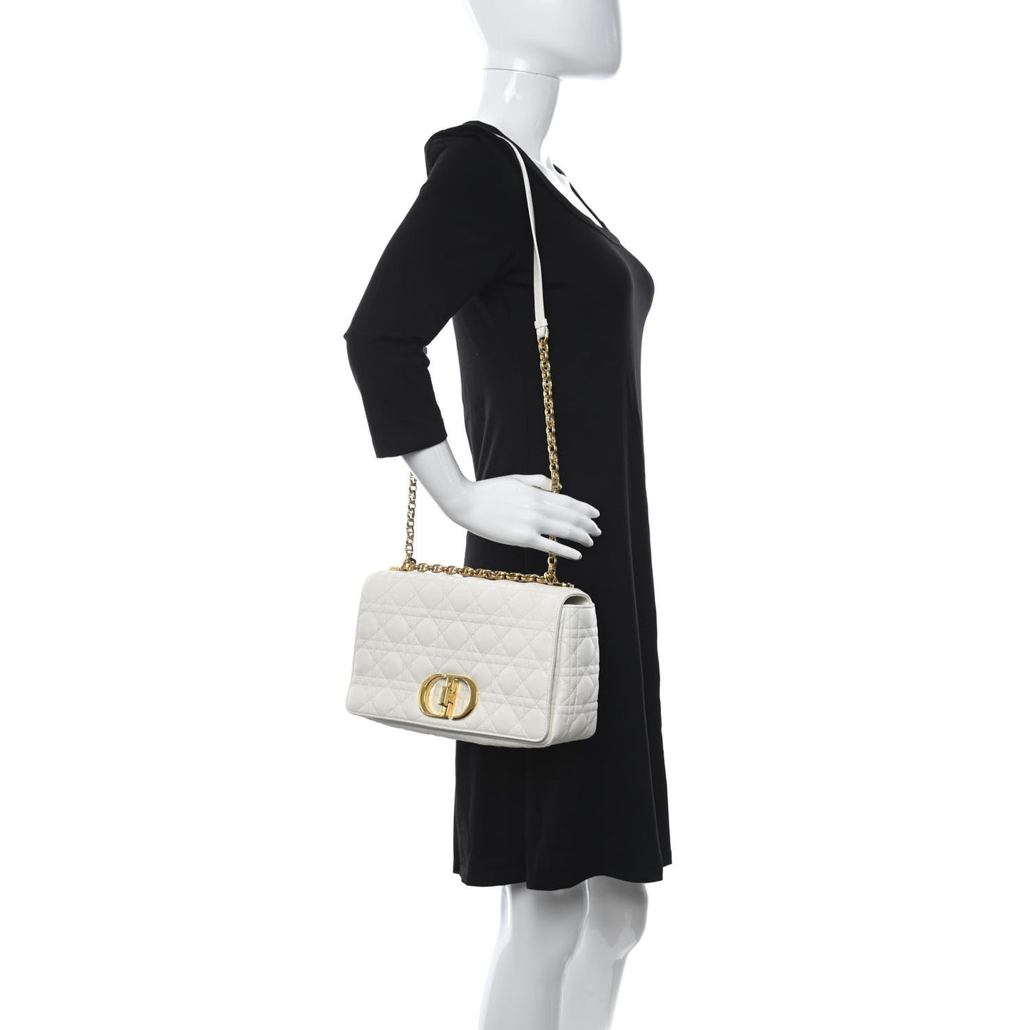 Lambskin Cannage Large Caro Bag Ivory