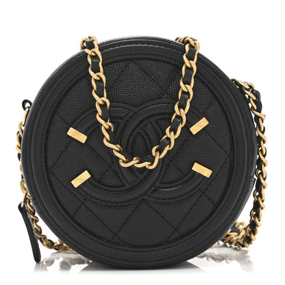 Chanel Caviar Quilted Round Filigree Crossbody Black 1 of 11
