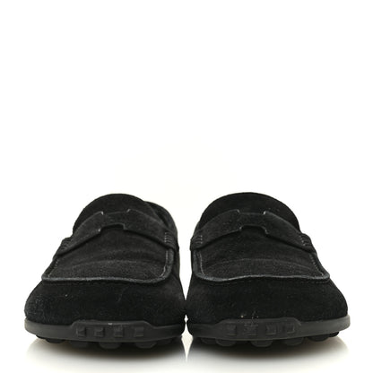 Hermes Suede Calfskin Womens Lazy Loafers 41 Black 3 of 10