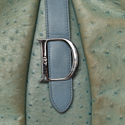 Christian Dior Ostrich Saddle Bowler Blue 14 of 15