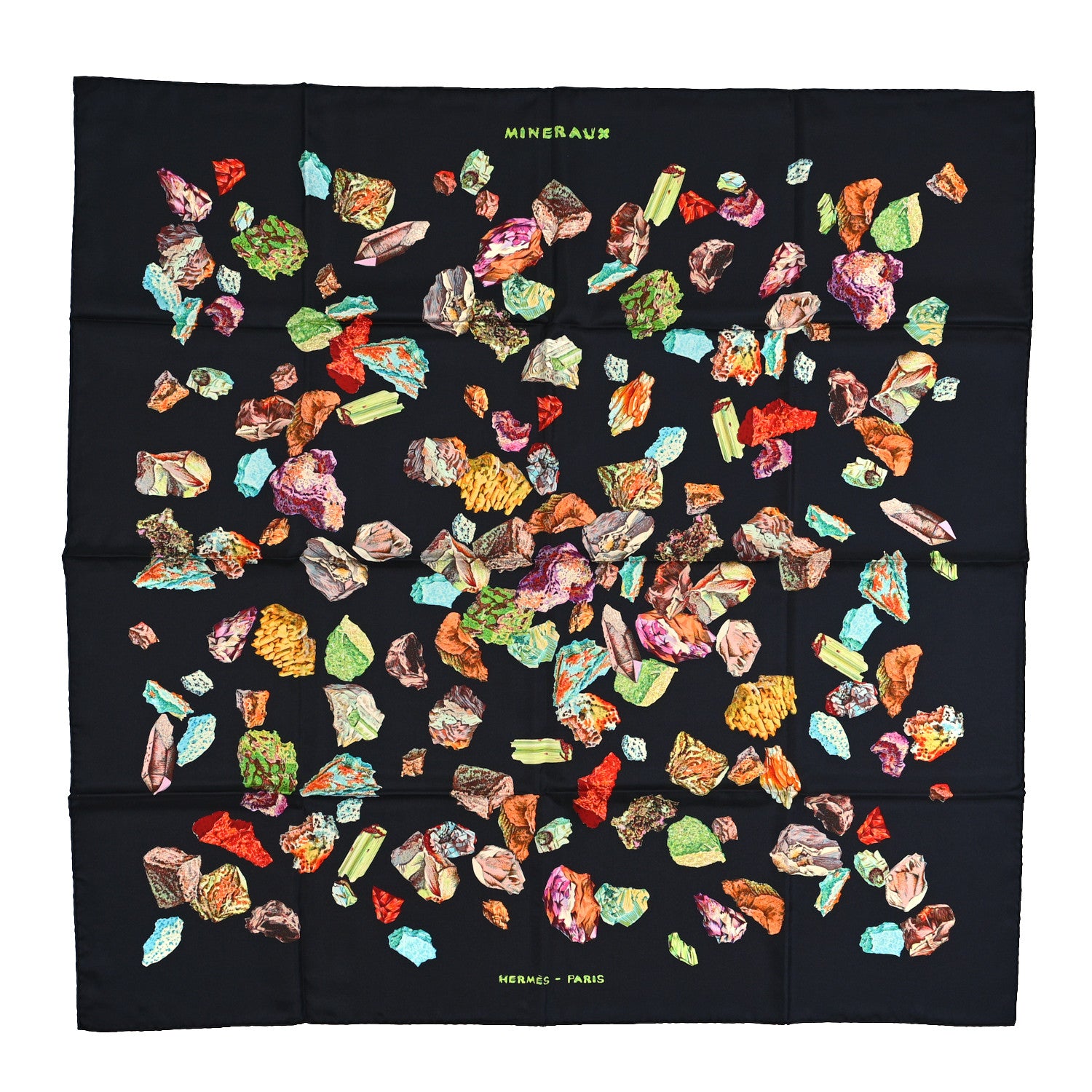 Hermes Silk Mineraux Scarf 90 Black Vert Vif Multicolor 1 of 5
