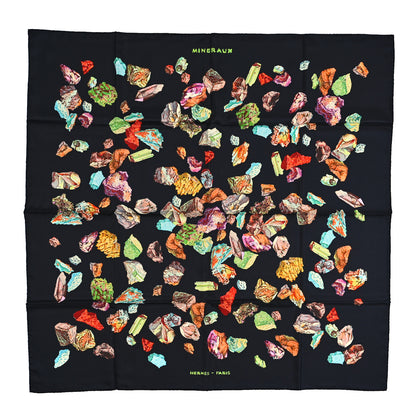 Hermes Silk Mineraux Scarf 90 Black Vert Vif Multicolor 1 of 5