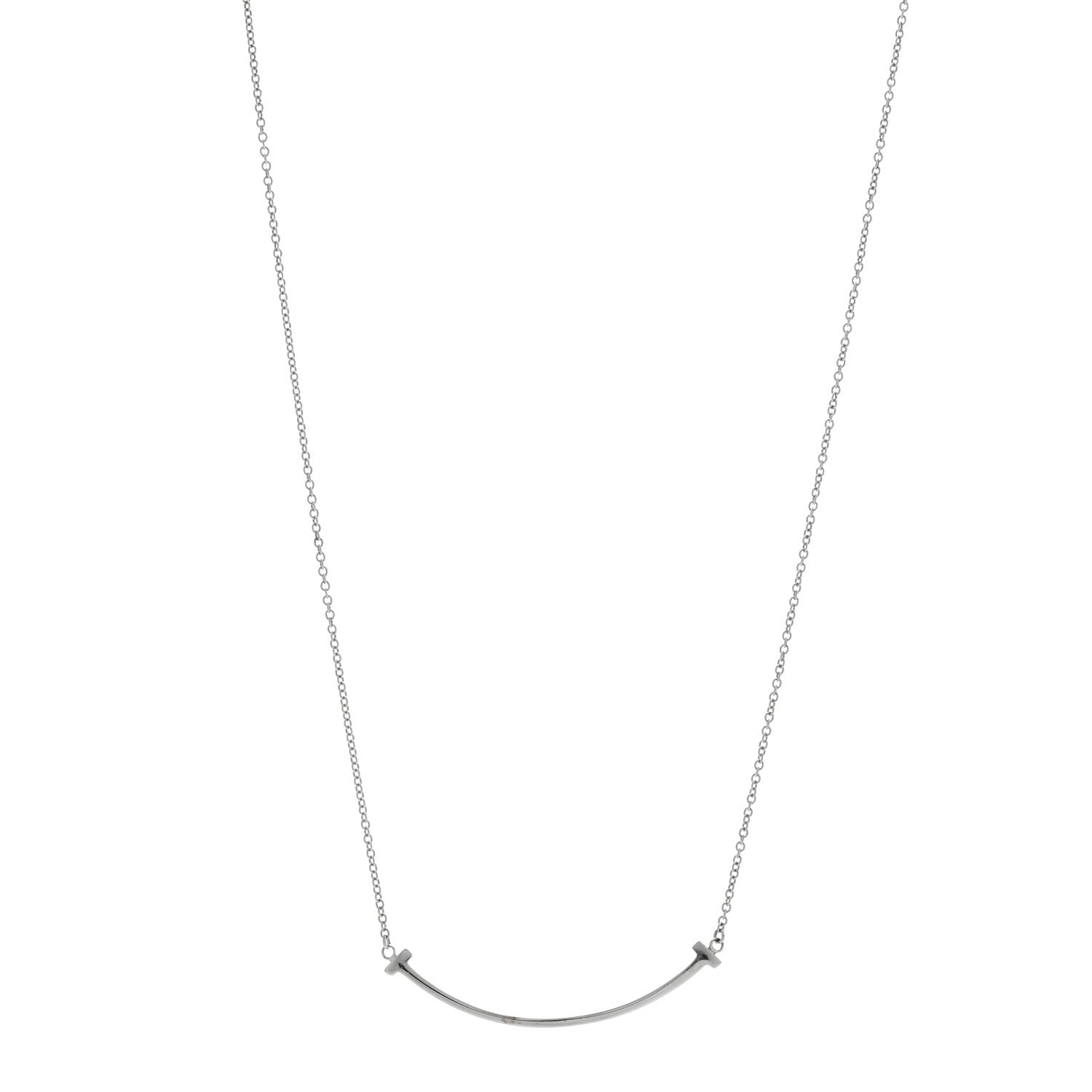 Tiffany Sterling Silver Small T Smile Pendant Necklace 1 of 4