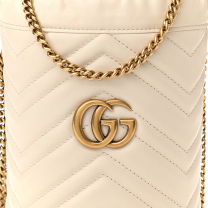 Gucci Calfskin Matelasse Mini GG Marmont 2.0 Bucket Bag White 8 of 13