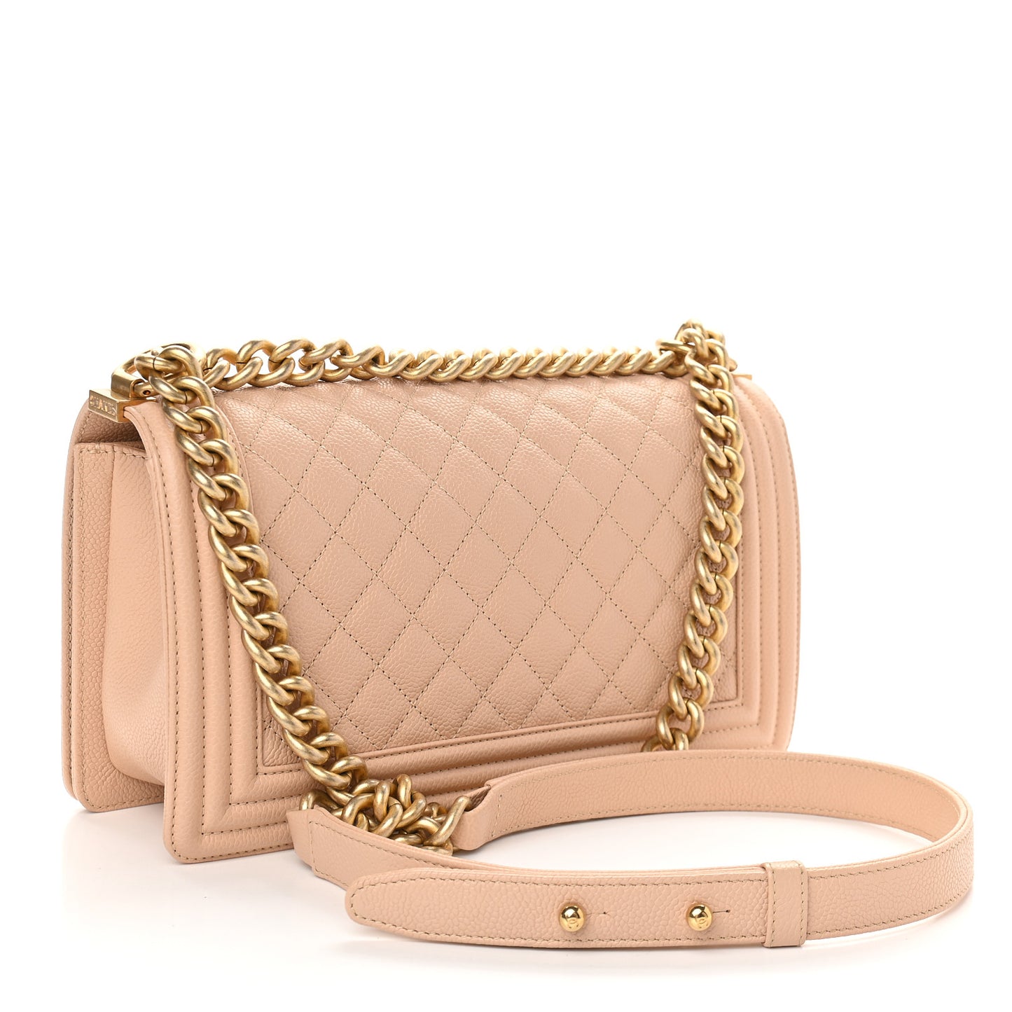 Caviar Quilted Medium Boy Flap Beige