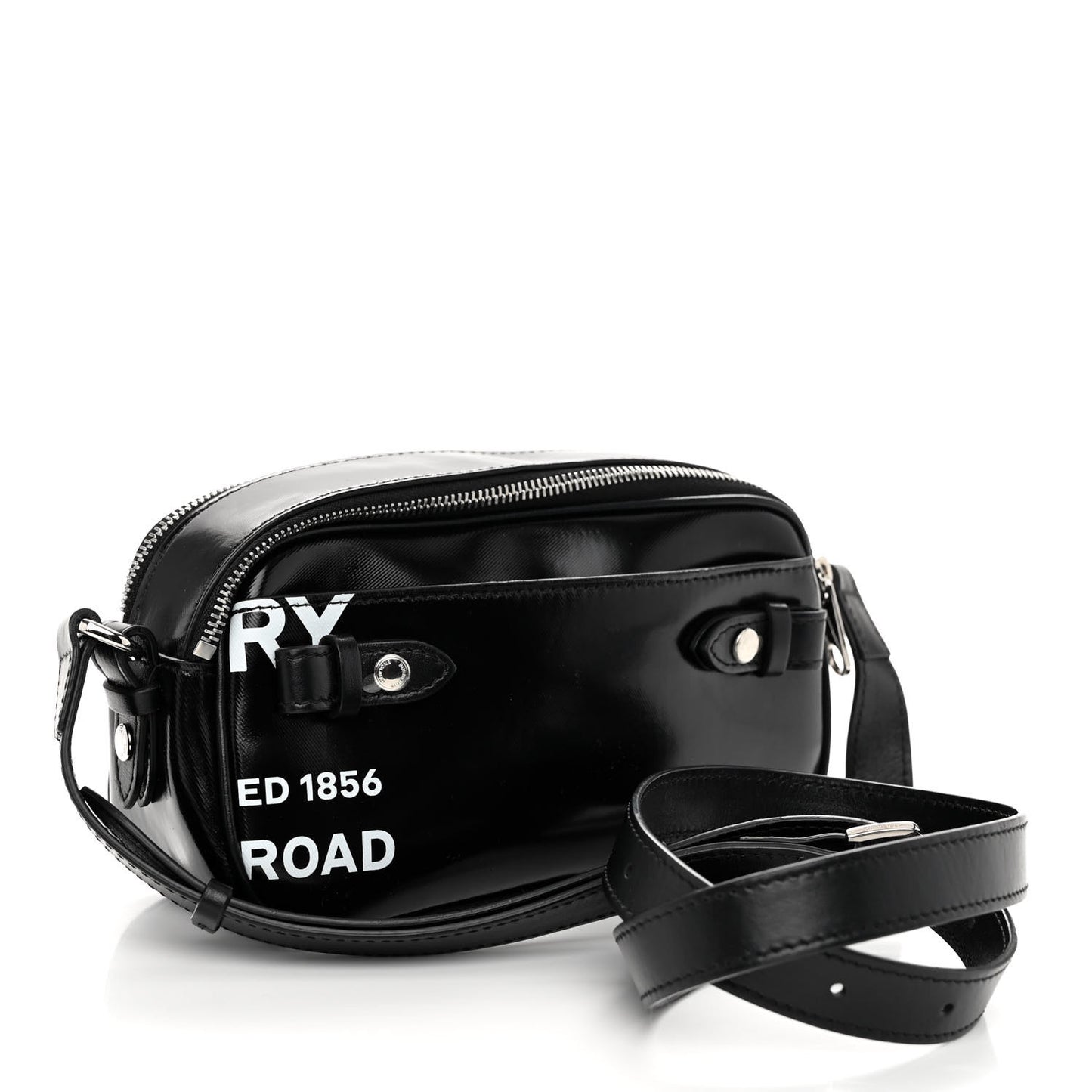 Coated Canvas Horseferry Print Micro Camera Bag Black