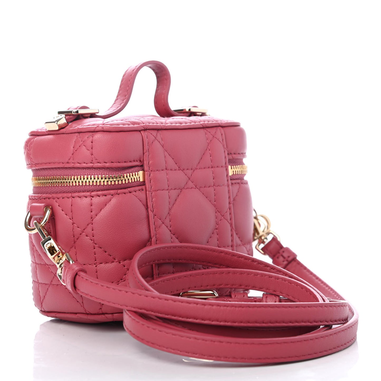 Lambskin Cannage Micro Vanity Case Strawberry Pink