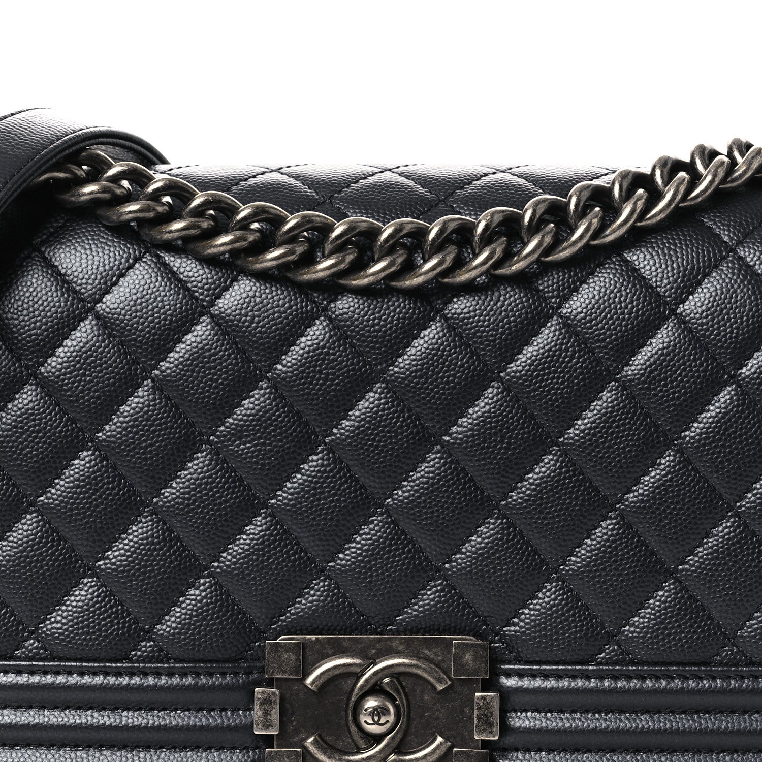 Chanel Metallic Caviar Quilted Medium Boy Flap Navy 8 of 11
