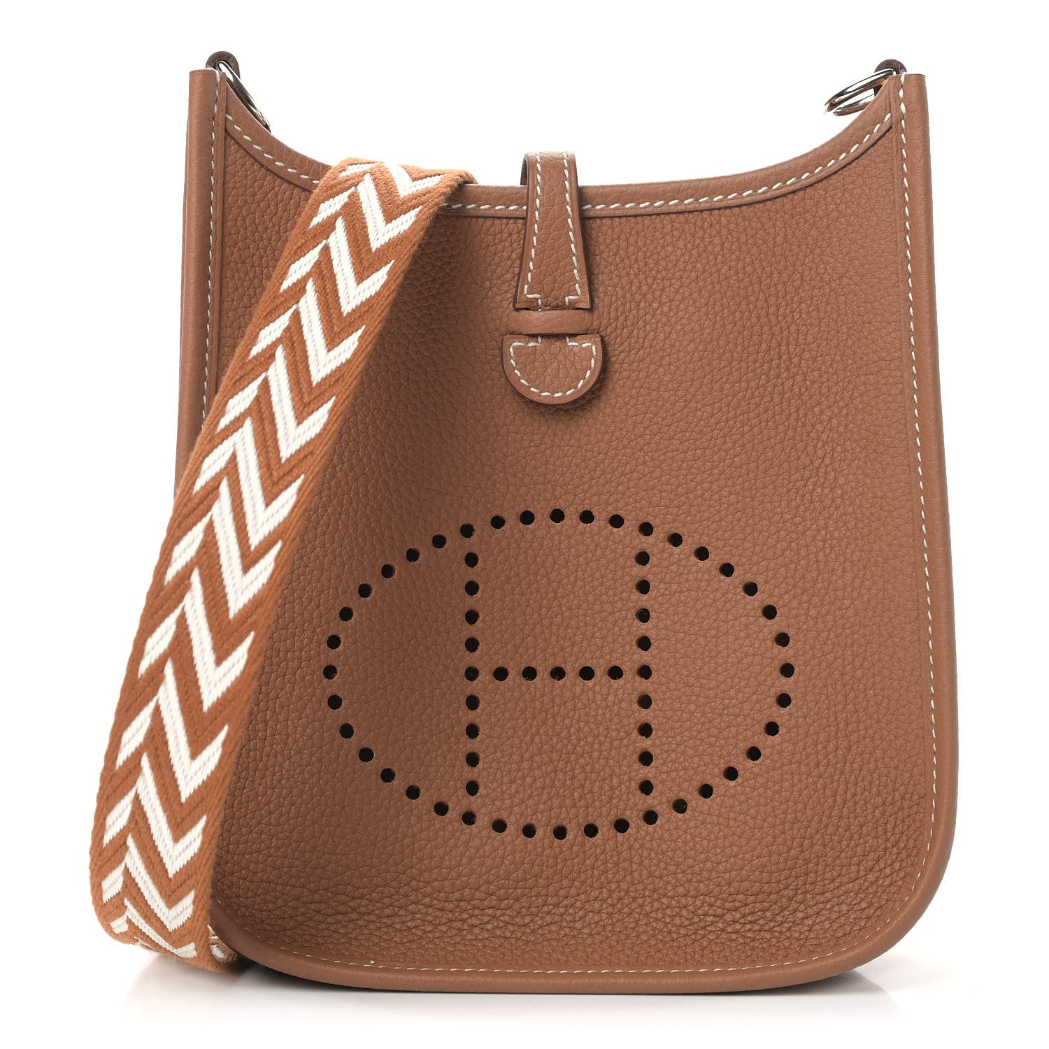 Hermes Taurillon Clemence Allegro Evelyne TPM Gold Cornaline White 1 of 9