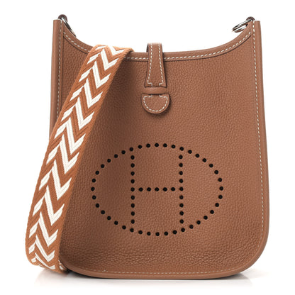 Hermes Taurillon Clemence Allegro Evelyne TPM Gold Cornaline White 1 of 9