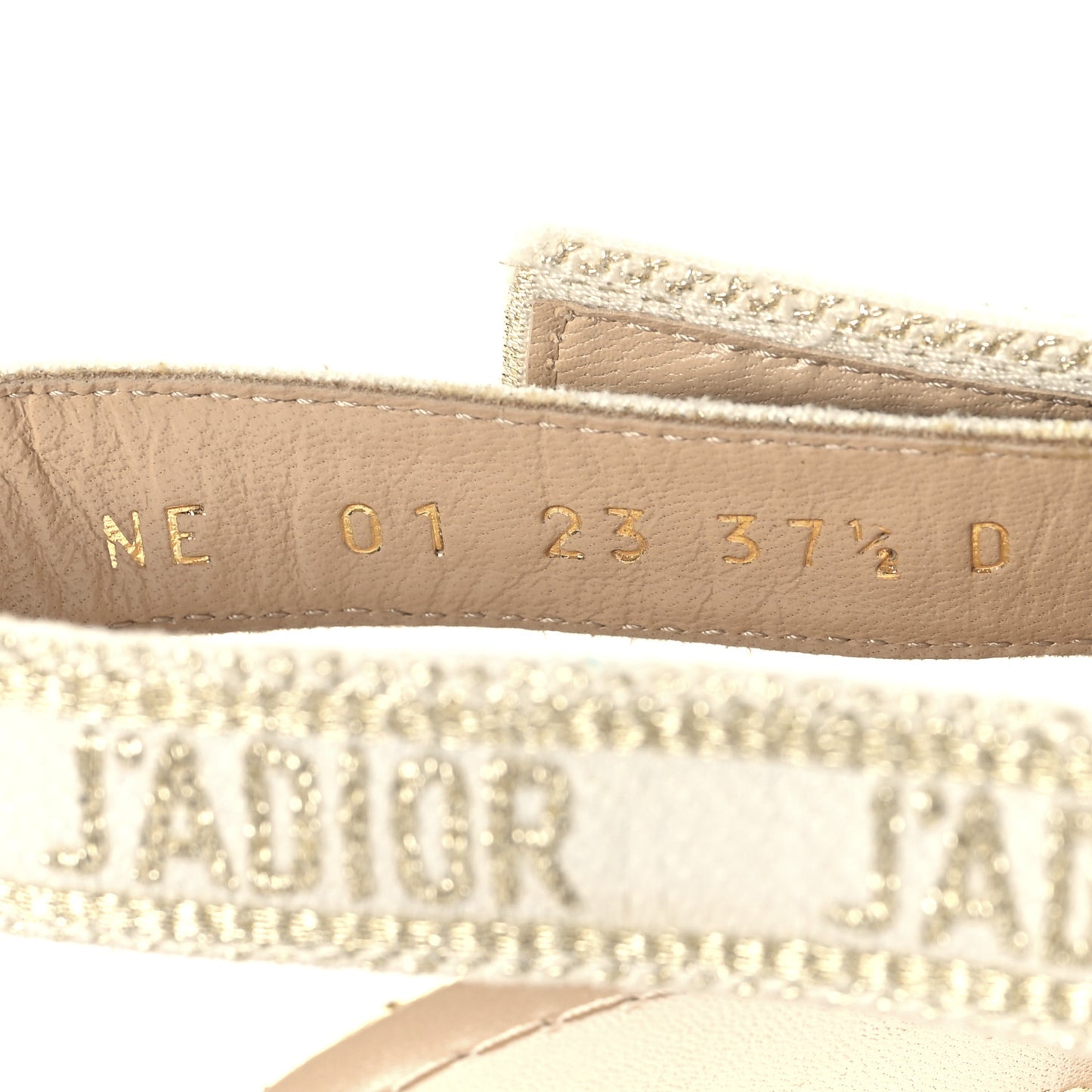 Transparent Metallic Embroidered Mesh Macrame Constantine Embroidered J'Adior Slingback 65mm Pumps 37.5 Pale Gold
