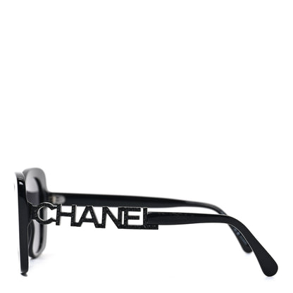 Chanel Acetate Strass Polarized Square Sunglasses 5422-B Black 3 of 7