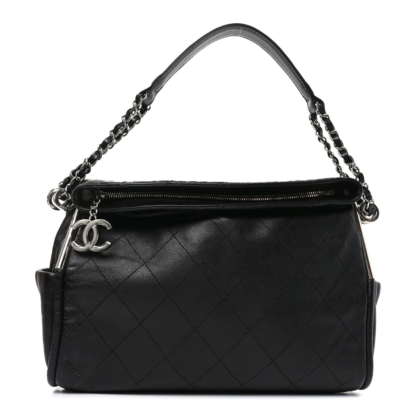 Lambskin Stitched Medium Ultimate Soft Tote Black