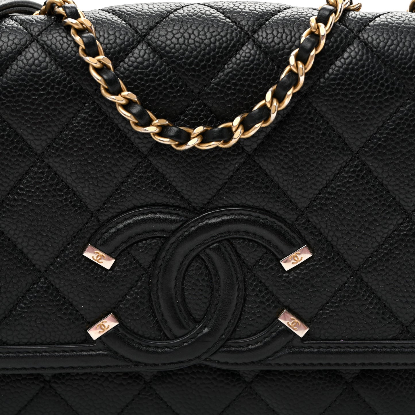 Caviar Quilted Small CC Filigree Flap Black