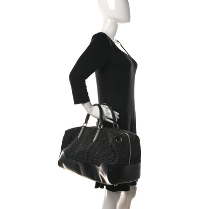 Fendi Recycled Fabric Jacquard Vitello Astro FF 1974 Medium Duffle Bag Asfalto Black 2 of 19