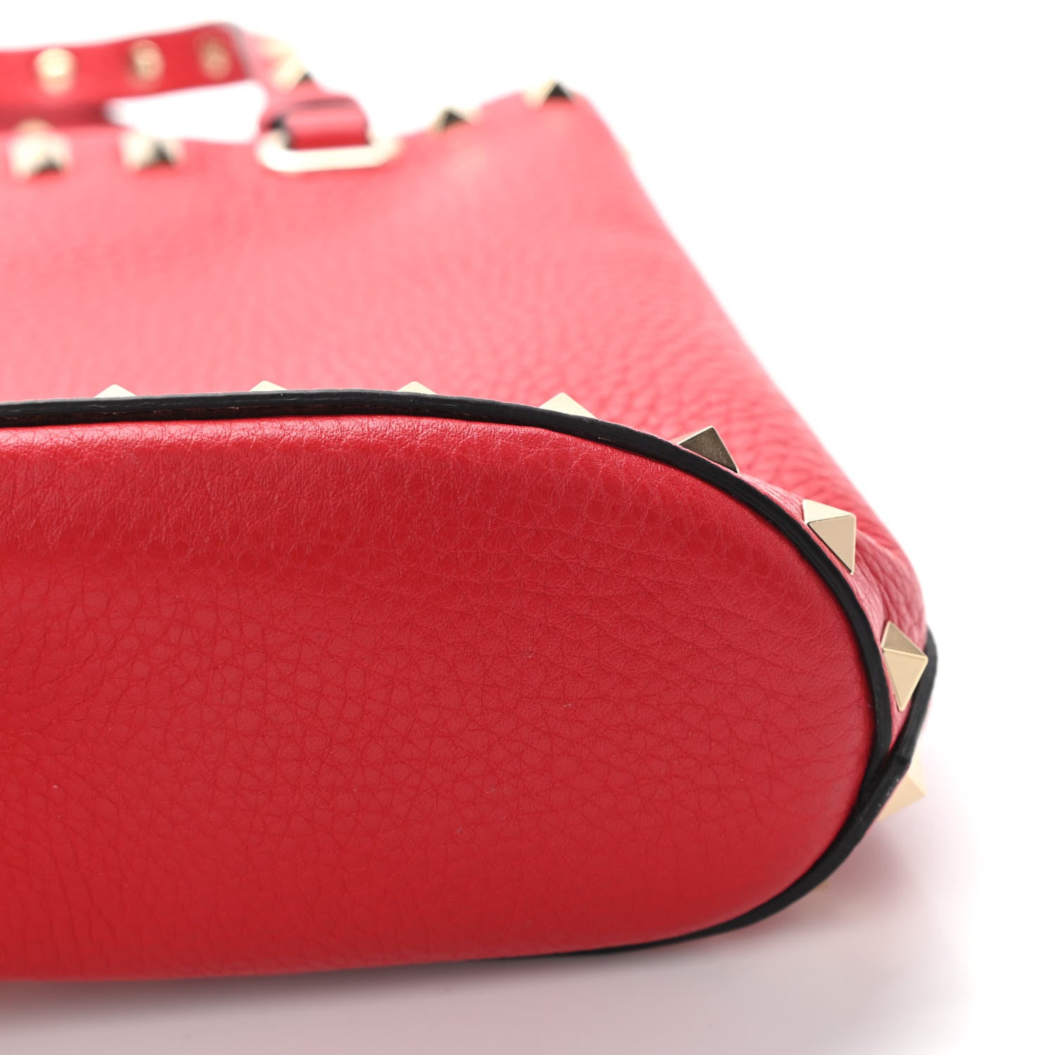 Valentino Garavani Pebbled Calfskin Rockstud Bucket Bag Red 10 of 10