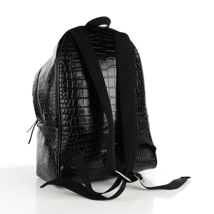 Saint Laurent Calfskin Crocodile Embossed Hunting Backpack Black 3 of 7