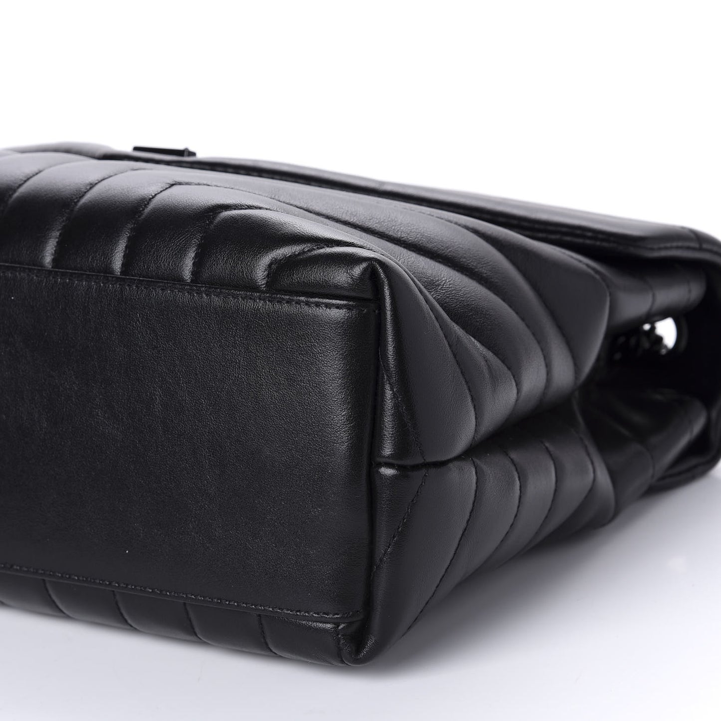 Calfskin Y Quilted Monogram Medium Loulou Chain Satchel Black