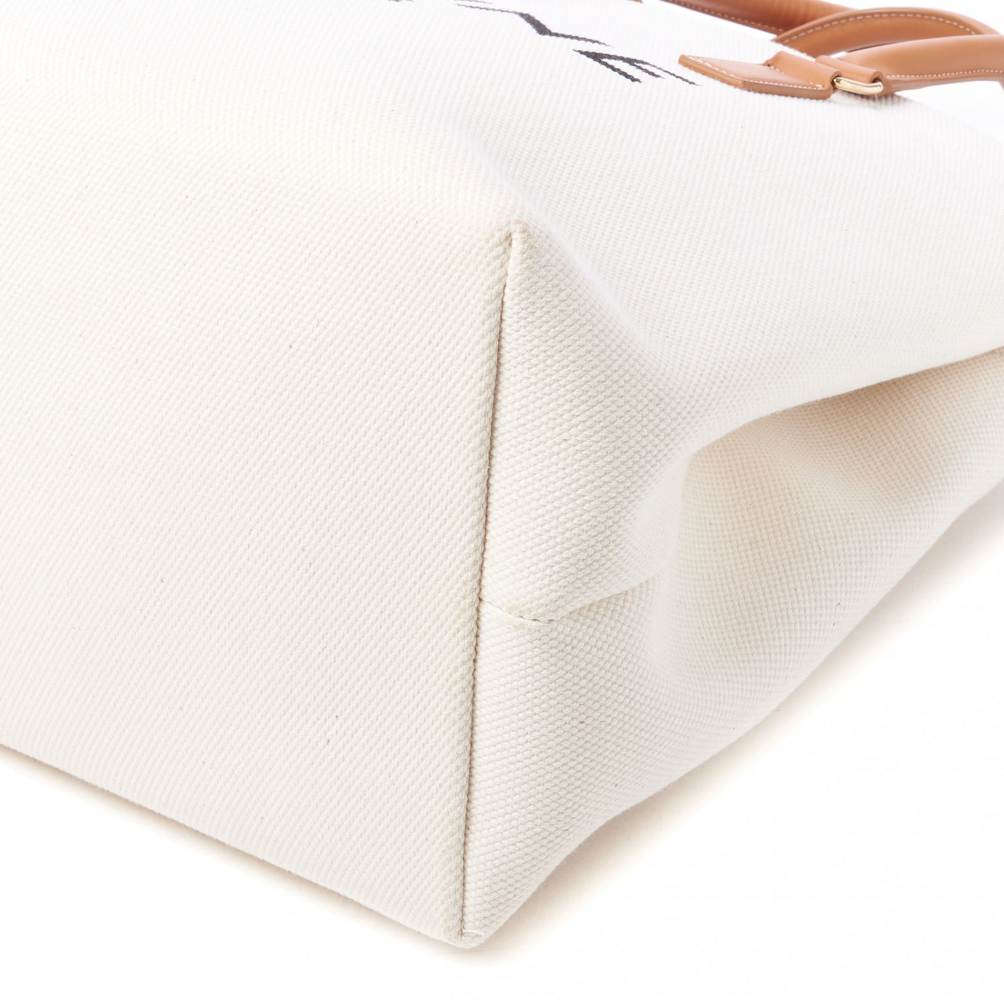Canvas Calfskin Logo Print Small Horizontal Cabas Natural Tan