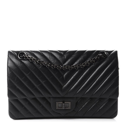 Chanel Aged Calfskin Chevron Quilted 2.55 Reissue 225 Flap So Black 1 of 11