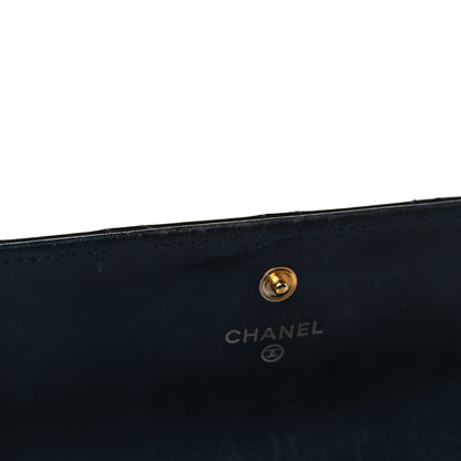 Chanel Patent Quilted Large Flap Wallet Navy 10 of 10