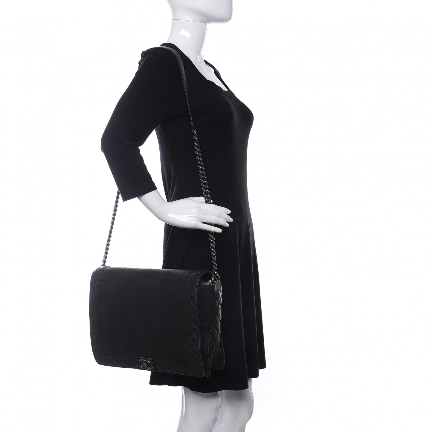 Calfskin Large Boy Reverso Flap Black