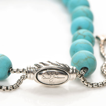 David Yurman Sterling Silver Turquoise 8mm Spiritual Beads Adjustable Bracelet 5 of 5