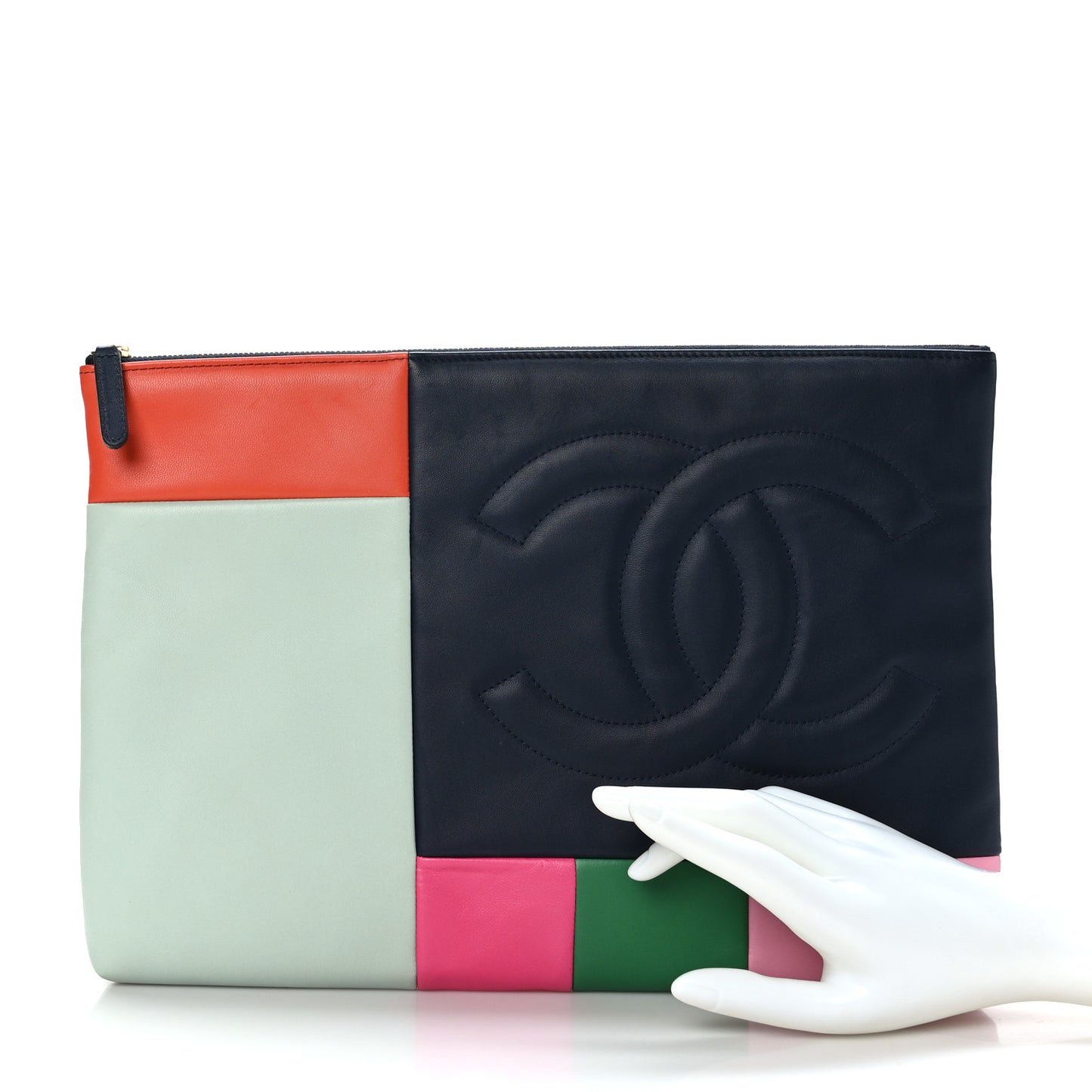 Lambskin Colorblock Cosmetic Case Multicolor