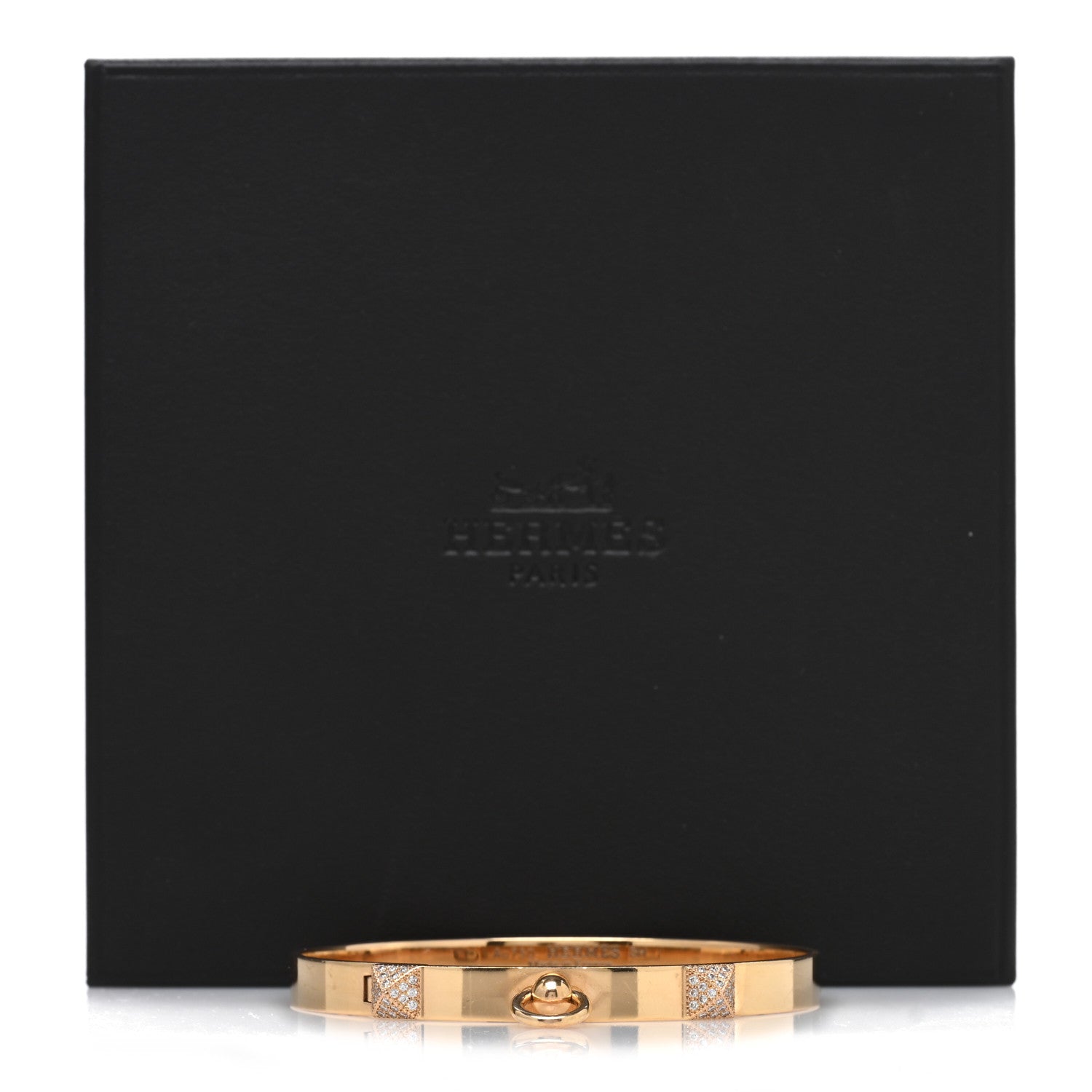 Hermes 18K Rose Gold Diamond PM Collier De Chien Bracelet SH 2 of 4