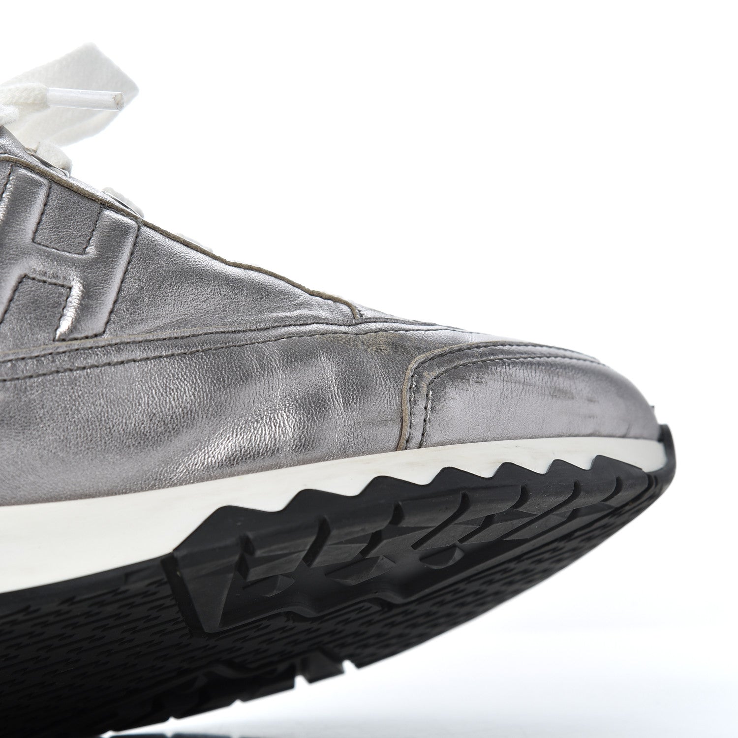Hermes Metallic Nappa Womens Trail Sneakers 37 Gris Argente 9 of 22