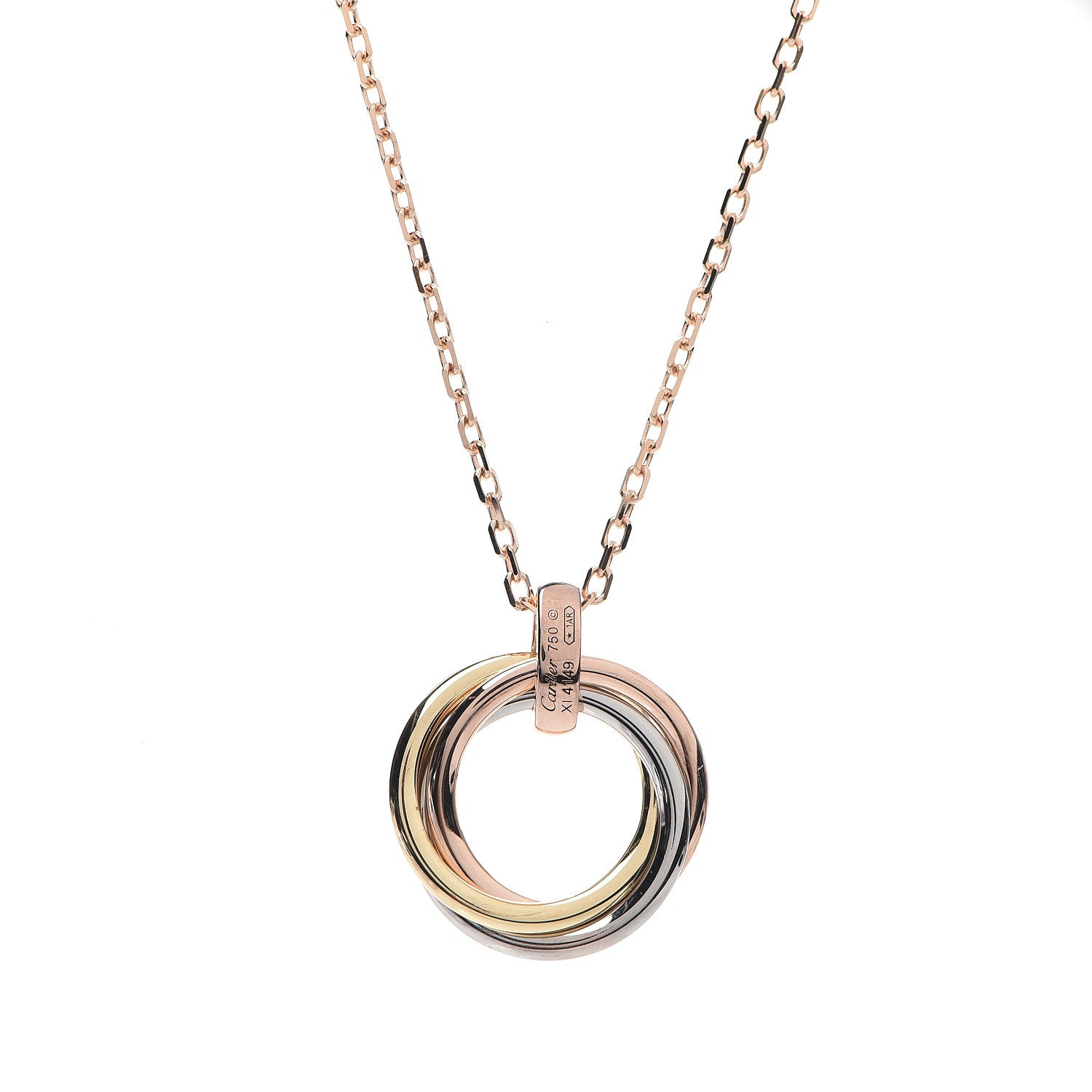 Cartier 18K Pink White Yellow Gold Diamond Trinity Pendant Necklace 4 of 5