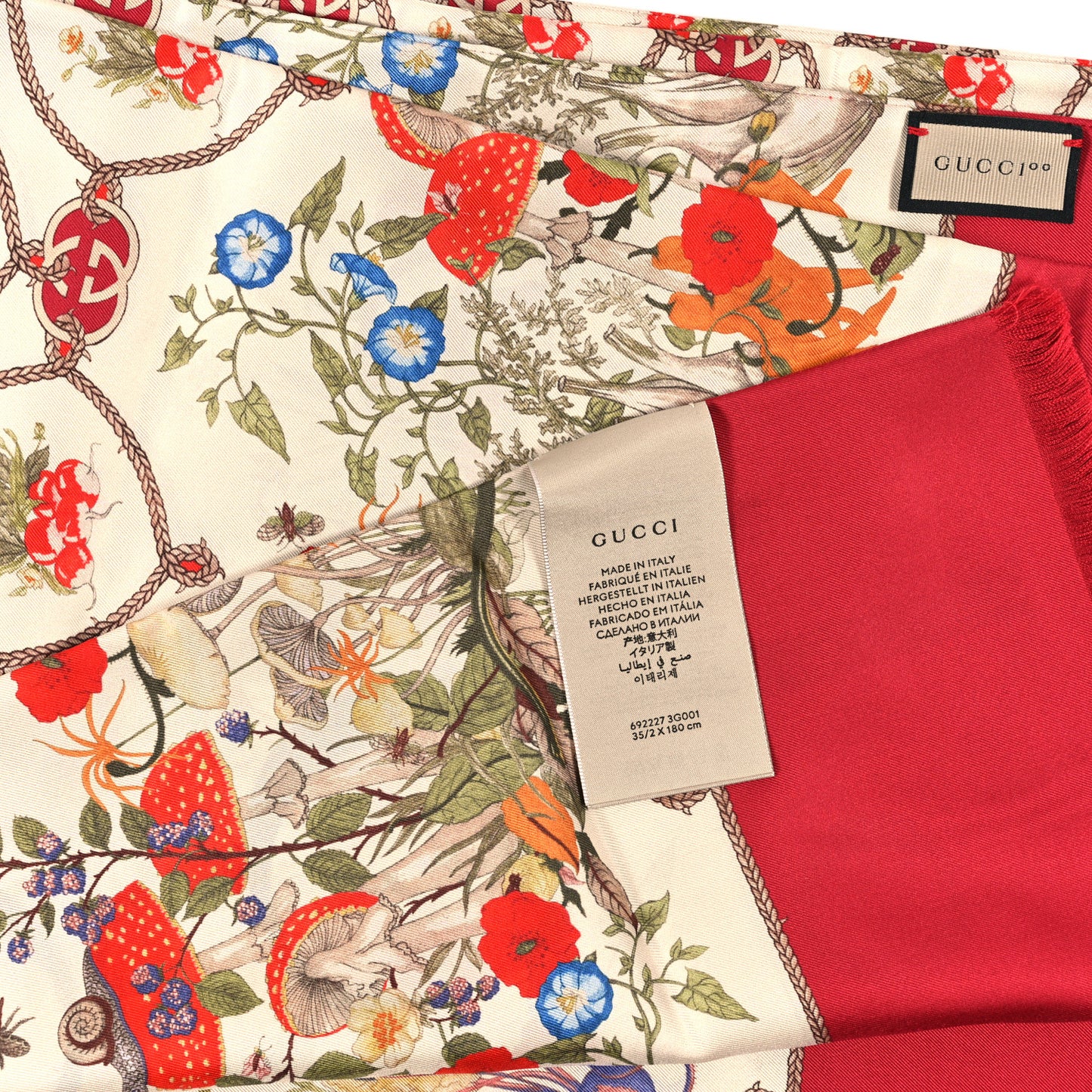 Silk Twill Lady Mix Long Scarf Red Pink