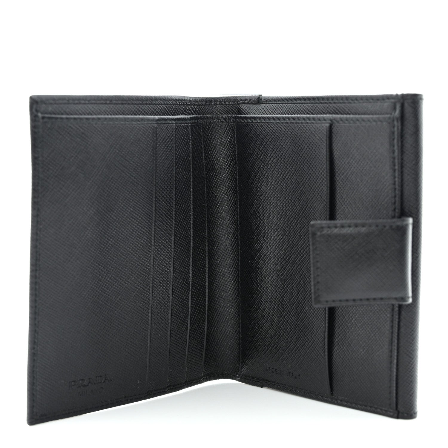 Prada Saffiano Tri-Fold Compact Wallet Black 5 of 10