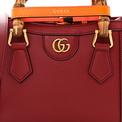 Gucci Wonka Grain Calfskin Mini Diana Tote Bag Dark Red Orange Fluo 8 of 10