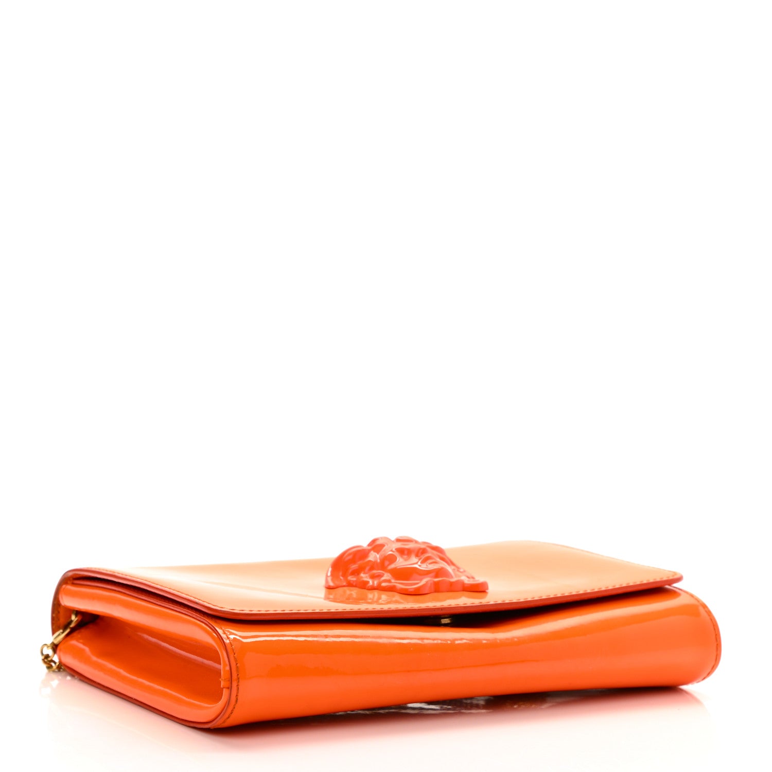 Versace Patent Palazzo Medusa Chain Evening Bag Orange 3 of 13