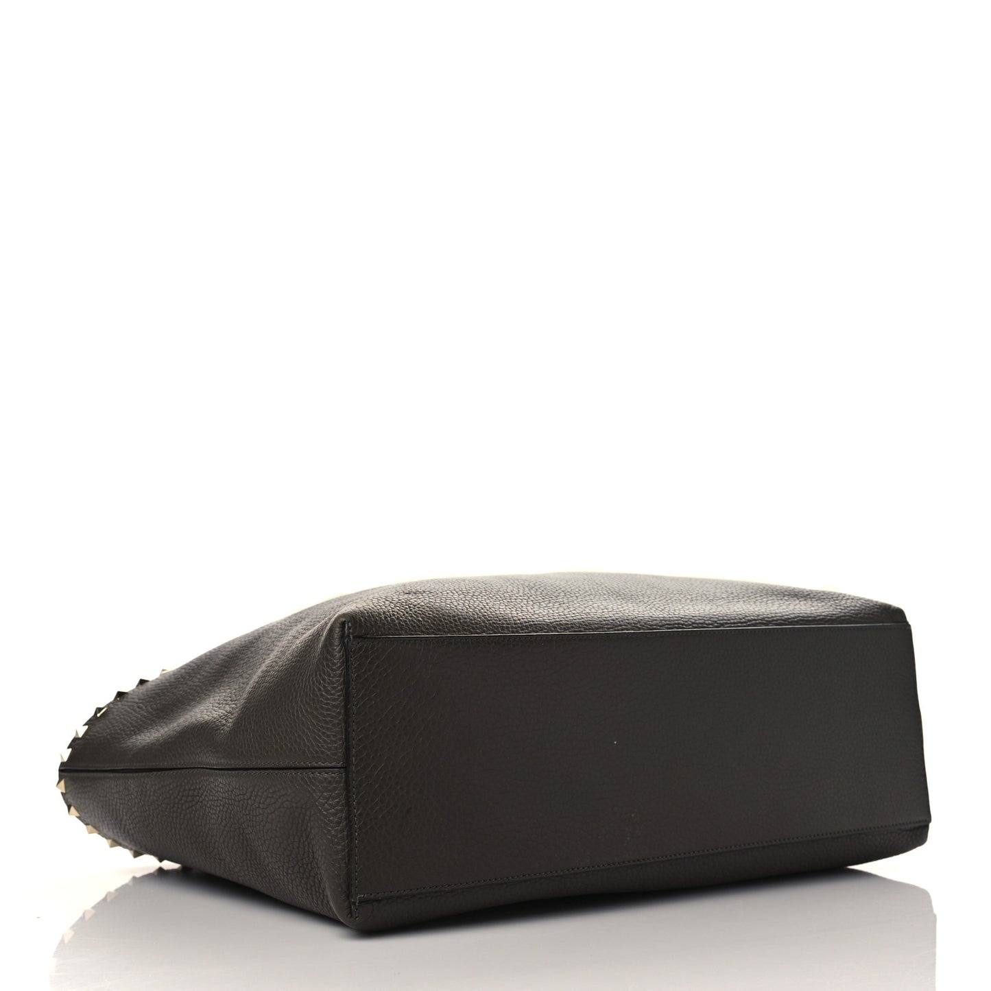 Grained Calfskin Rockstud Shoulder Tote Graphite