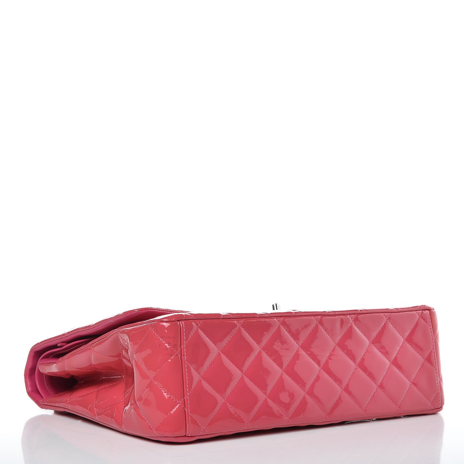 Chanel Patent Maxi Quilted Double Flap Dark Pink 4 of 15