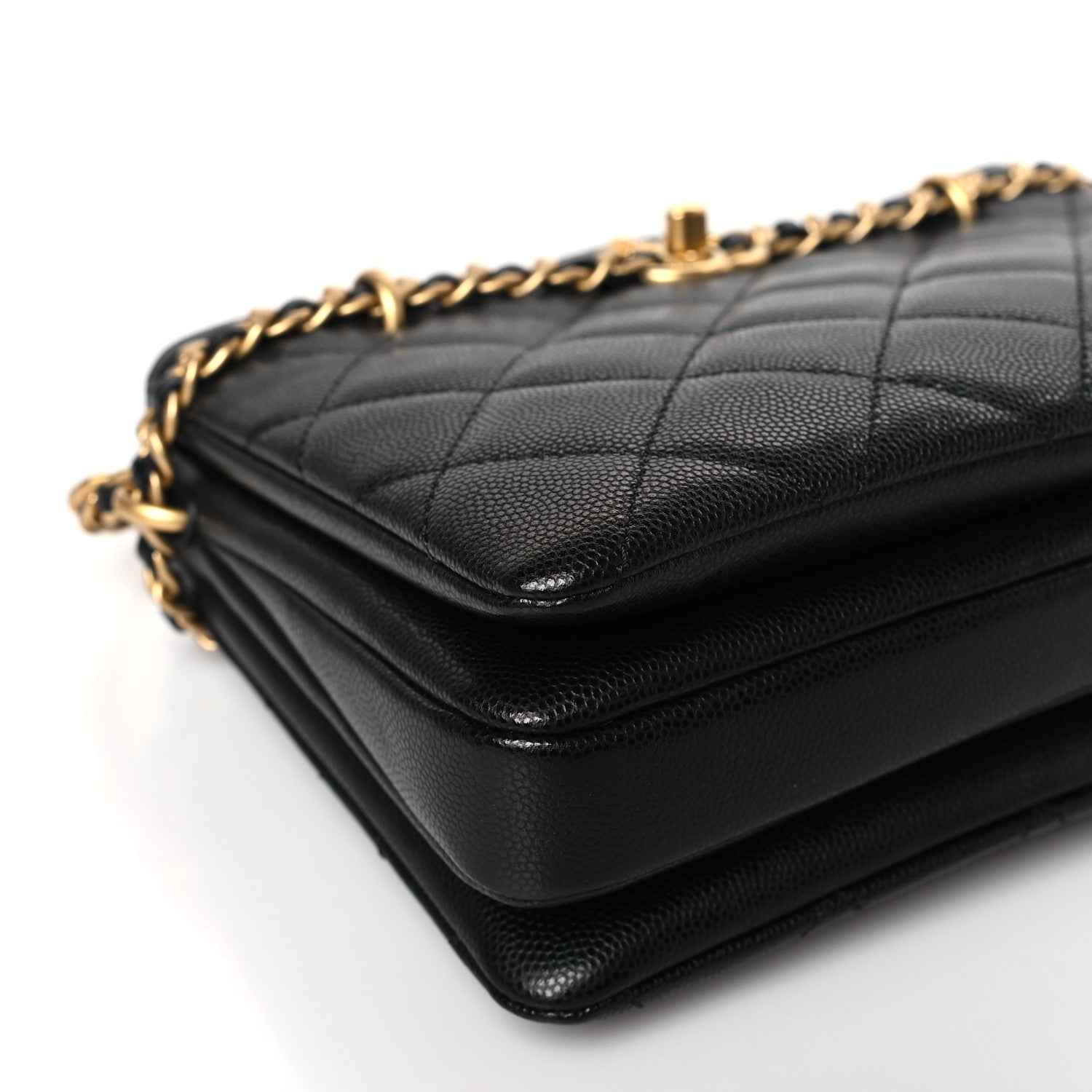 Chanel Caviar Quilted Camellia Small Shopping Bag Black 8 of 10