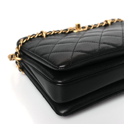 Chanel Caviar Quilted Camellia Small Shopping Bag Black 8 of 10